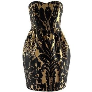 H&M Black & Gold Brocade Dress